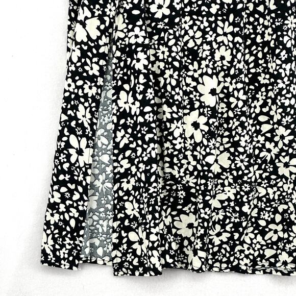 Vero Moda Maxi Slit Skirt Women L Black White Floral Print with Pockets - Picture 8 of 14